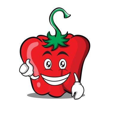İyimser kırmızı biber karakter karikatür