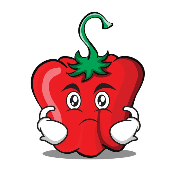 Sérieux personnage de poivron rouge dessin animé — Image vectorielle