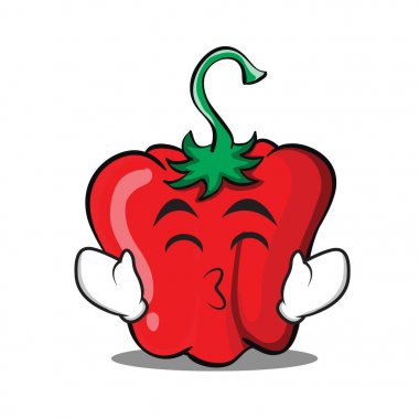 Gülümseme gözleri kırmızı biber karakter karikatür öpüşme