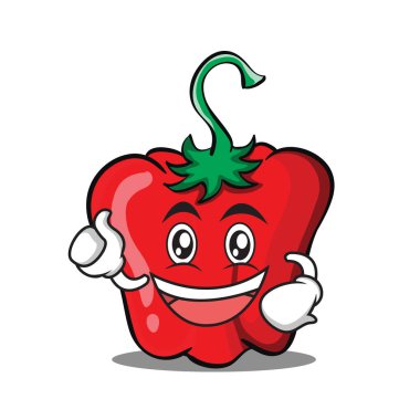 Hevesli kırmızı biber karakter karikatür