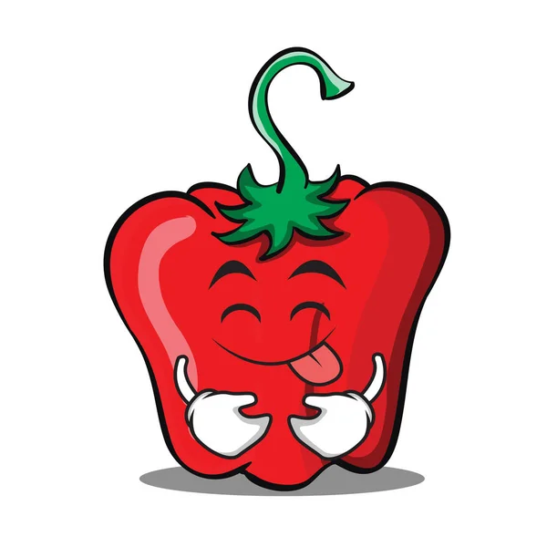 Tong uit rode paprika karakter cartoon — Stockvector