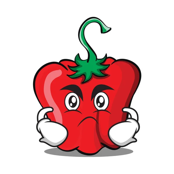 Caricatura de carácter enojado pimienta roja — Vector de stock