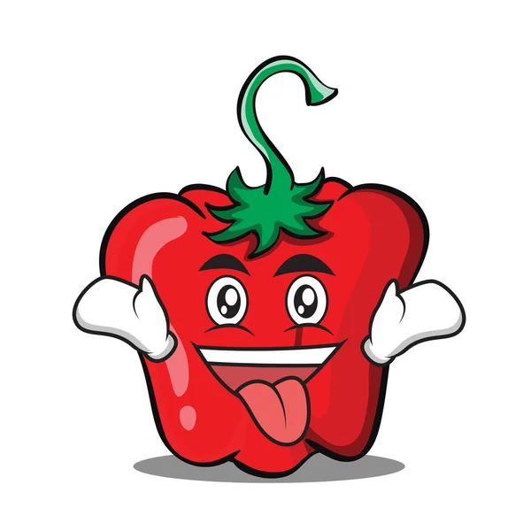 Fou personnage de poivron rouge dessin animé — Image vectorielle