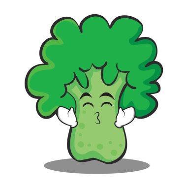 Gülümseme gözleri brokoli karakter karikatür tarzı öpüşme