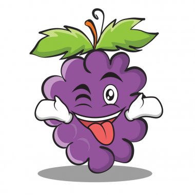 Dışarı wink üzüm karakter karikatür koleksiyonu ile dil