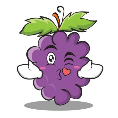 Öpüşme kalp üzüm karakter karikatür koleksiyonu