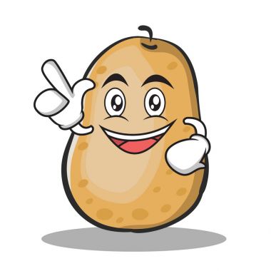 Bir fikir patates karakter karikatür tarzı var