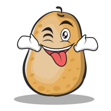 Dışarı wink patates karakter karikatür tarzı ile dil