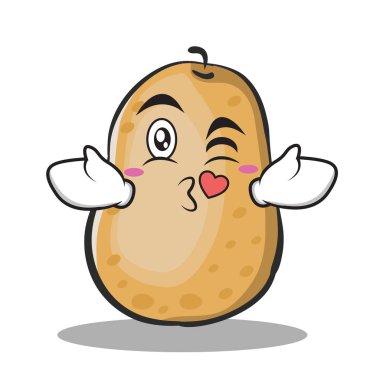 Kalp patates karakter karikatür tarzı öpüşme