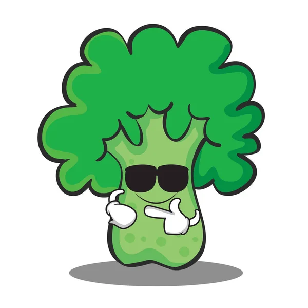 Supercooler Brokkoli-Chracter Cartoon-Stil — Stockvektor