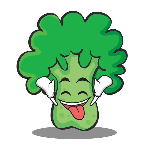 Stile cartone animato personaggio broccoli estatica — Vettoriale Stock