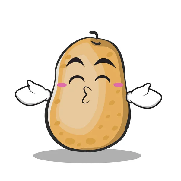 Beijando olhos fechados batata personagem desenho animado estilo —  Vetores de Stock