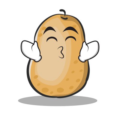 Gülümseme gözleri patates karakter karikatür tarzı öpüşme
