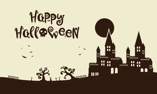 Feliz fundo de Halloween com castelo —  Vetores de Stock