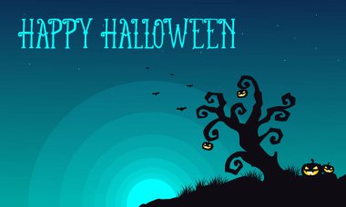 Ağaç ve kabak arka plan ile Halloween