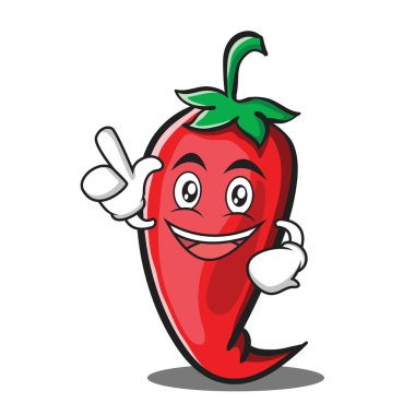 Bir fikir kırmızı biber karakter karikatür var