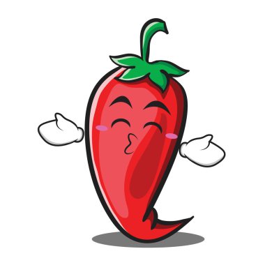 Öpüşme kapalı gözleri kırmızı biber karakter karikatür