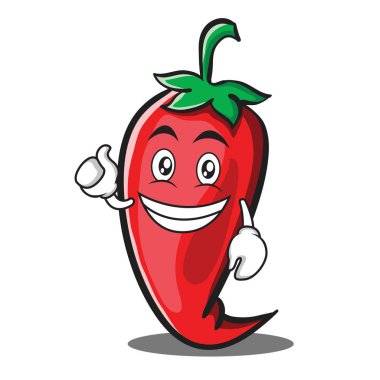İyimser kırmızı biber karakter karikatür