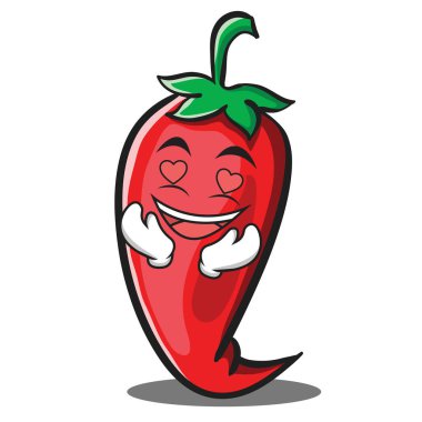 Aşk kırmızı biber karakter karikatür
