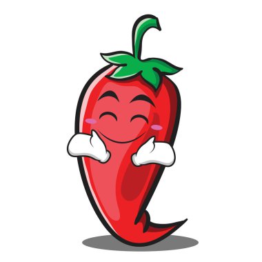 Mutlu kırmızı biber karakter karikatür