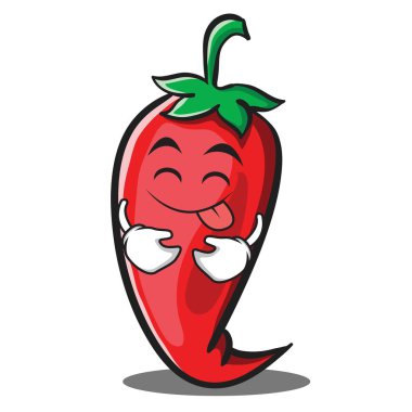 Kırmızı biber karakter karikatür dil