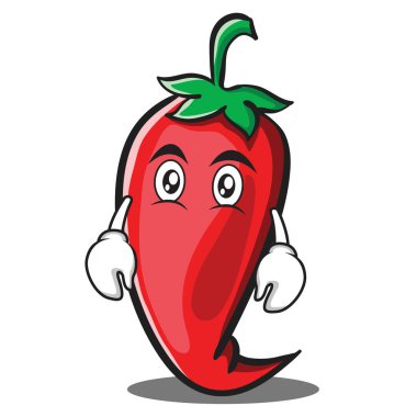 Düz yüz kırmızı biber karakter karikatür