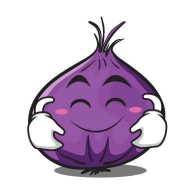 Sevimli gülümseme kırmızı soğan karakter karikatür