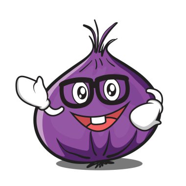 Geek kırmızı soğan karakter karikatür