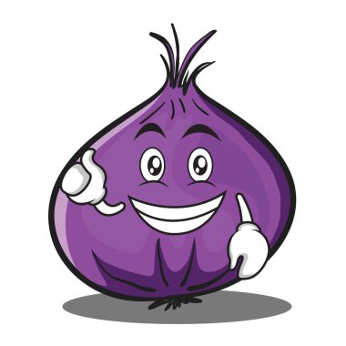 İyimser kırmızı soğan karakter karikatür