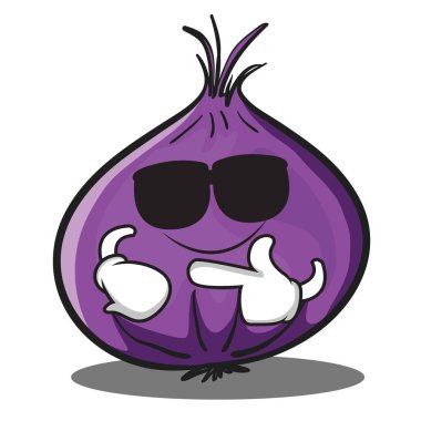 Süper cool kırmızı soğan karakter karikatür