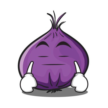 Kırmızı soğan karakter karikatür sıkıcı