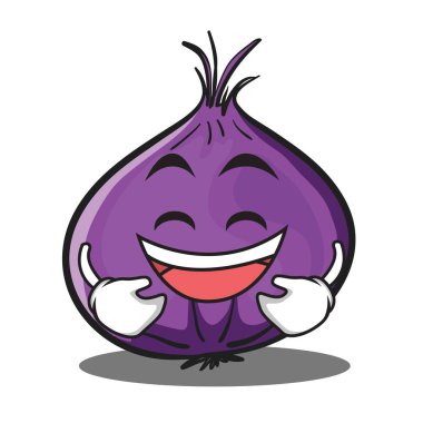 Kırmızı soğan karakter karikatür gülüyor