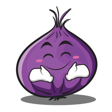 Mutlu kırmızı soğan karakter karikatür