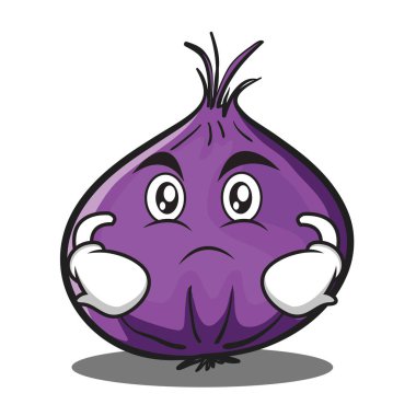 Ciddi kırmızı soğan karakter karikatür