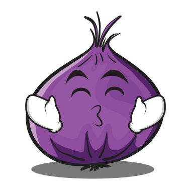 Gülümseme gözleri kırmızı soğan karakter karikatür öpüşme