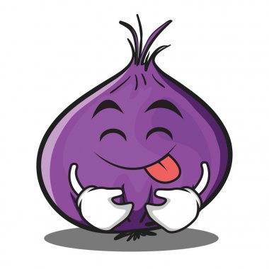 Kırmızı soğan karakter karikatür dil