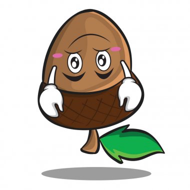 Meşe palamudu karikatür karakter stili aşağı ters