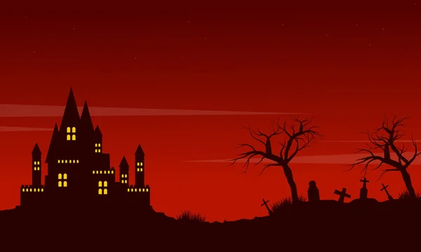 Halloween rojo fondo paisaje estilo — Archivo Imágenes Vectoriales