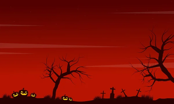 Halloween paisagem abóbora grave fundo — Vetor de Stock