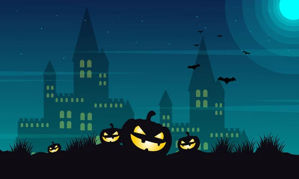 Pozadí hrad a dýně halloween — Stockový vektor