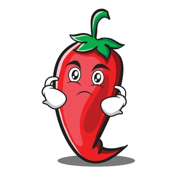 Sérieux personnage de chili rouge dessin animé — Image vectorielle