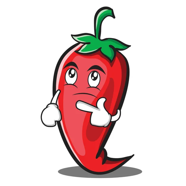 Denken rode chili karakter cartoon — Stockvector