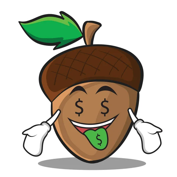 Gaya karakter karakter acorn mulut uang - Stok Vektor