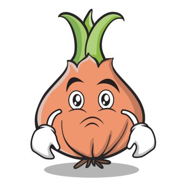 Üzgün yüz soğan karakter karikatür