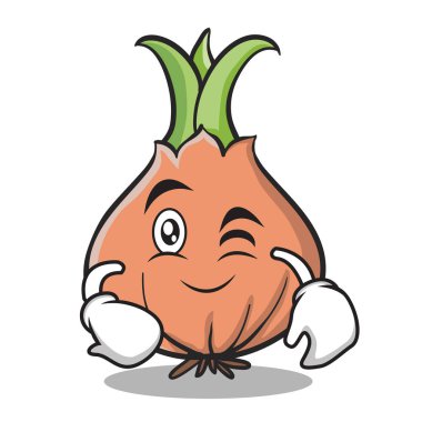 Wink yüz soğan karakter karikatür
