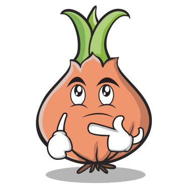 Düşünme soğan karakter karikatür koleksiyonu