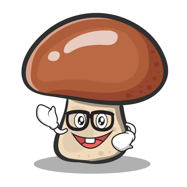 Geek visage champignon personnage dessin animé — Image vectorielle