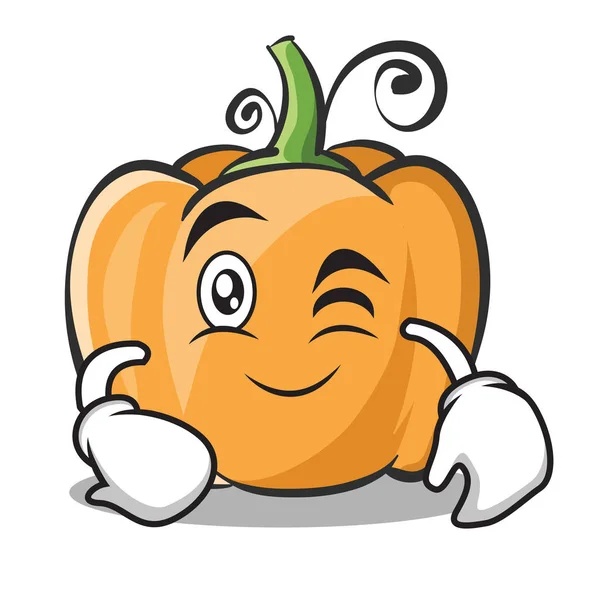 Guiño cara calabaza carácter dibujos animados estilo — Vector de stock