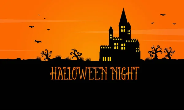 Halloween paysage effrayant avec château — Image vectorielle