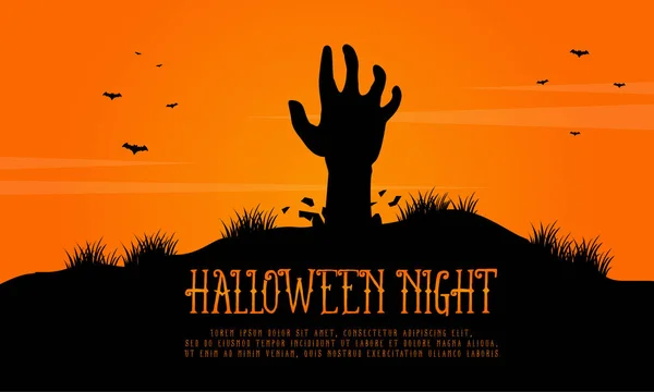 Paysage effrayant avec zombie Halloween — Image vectorielle